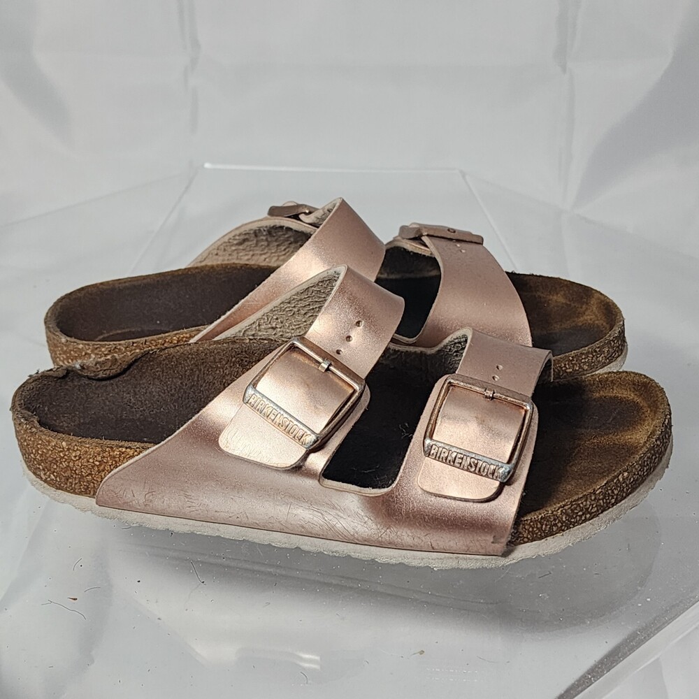 Birkenstock Arizona Girls 34/3-3.5 N Rose Gold Metallic Birko-flor Sandals